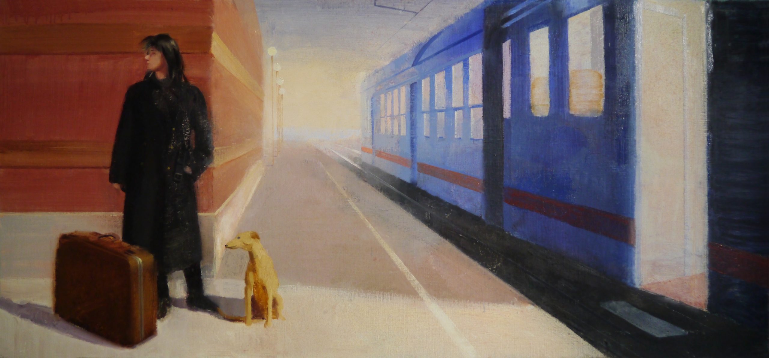 pasajeros-al-tren-estación-viaje-mujer-esperando-maleta-perro-alejandra-caballero-
